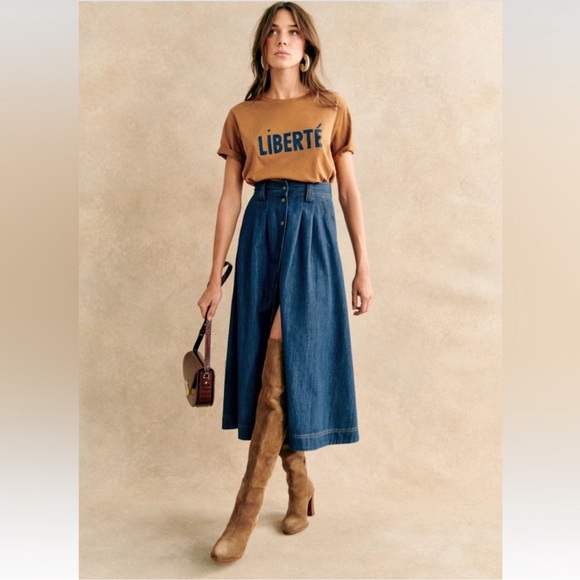 Sezane Dresses & Skirts - Sezan Clarine Denim Cotton Skirt